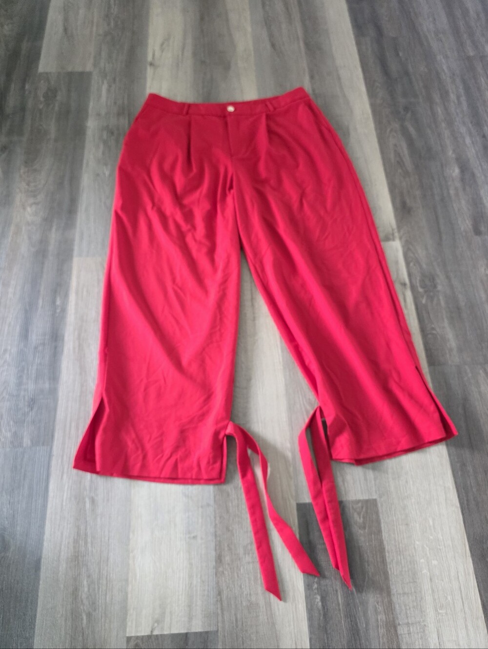 Eloquii Women's Red Tie-Hem Wide Leg Cropped Pants Size 18